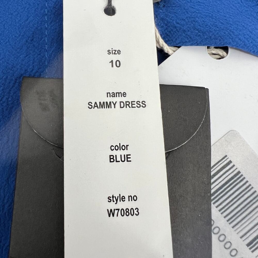 Walter Baker Sammy Dress NEW Womens 10 Blue Crepe Neck Tie Bow Midi Short Sleeve - Picture 5 of 10